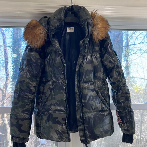 UPCYCLED S13 camouflage puffer coat jacket with runners thumb holes size XL - Picture 2 of 11